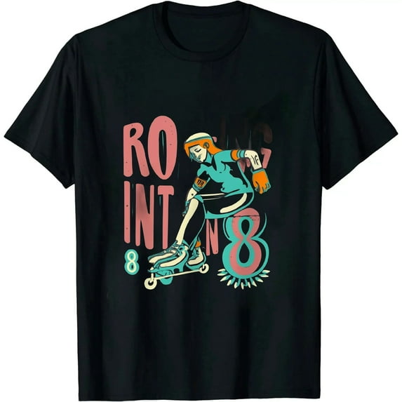 GOSMITH Rolling Into 8 years Let's Roll I'm Turning 8 Roller Skate T-Shirt black