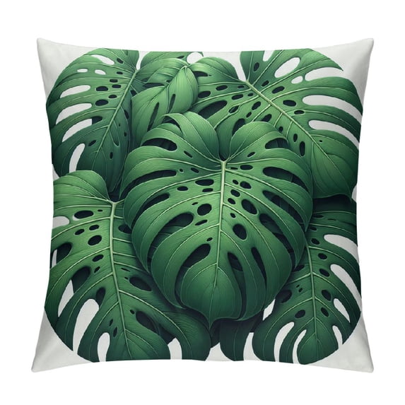 Leisuo Ropical Green Leaves Summer Palm Leaf Pillow Case - Soft Pillowcase Durable Easy Care Decorative Bed Pillow Protectors Covers for Skin and Hair