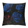 thumbnail image 1 of Leisuo  Rose Decorative Throw Pillow Cover, Soft Rose Floral Bouquet Square Cushion Case Set for Couch Sofa Bedroom Living Room, Elegant Royal Blue Romantic Pillow Cases Pillowcases White, 1 of 5