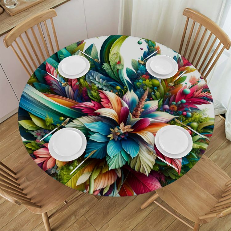 GOSMITH Round Tablecloth, Plant Tropical Leaves and Monstera with ...