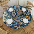 thumbnail image 1 of GOSMITH Round Tablecloth for Picnic Dining Kitchen Farmhouse Hair and Skin Peacocks and Flowers Super White, 1 of 7