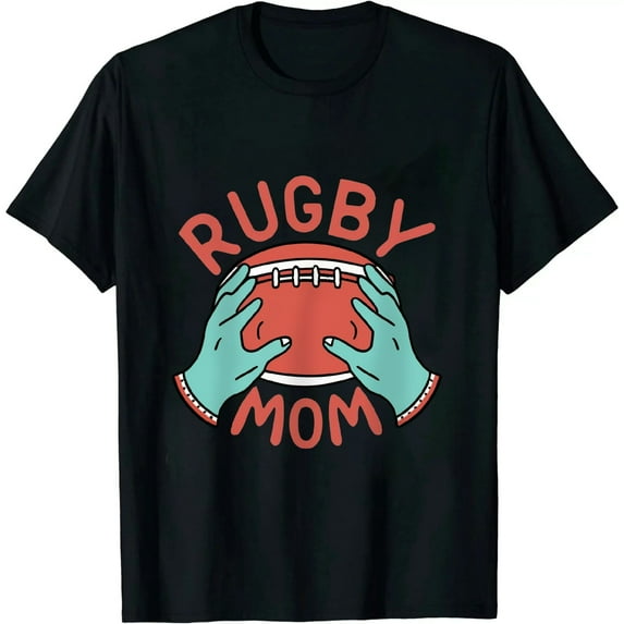 Leisuo Rugby Mom, Womans Rugby, Rugby Women, Rugby Gift T-Shirt black