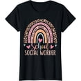 thumbnail image 1 of GOSMITH School Social Worker Rainbow Leopard Print Funny Social Work T-Shirt 152022-black, 1 of 4