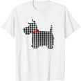 thumbnail image 1 of GOSMITH Scottie Dog Scottish Terrier T Shirt Black White Plaid black, 1 of 5