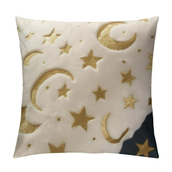 GOSMITH Sequins Pillow Covers Fur Cushion Covers Sequins Decorative Throw Pillow Cases White Moon Star