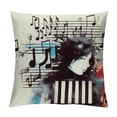 thumbnail image 1 of GOSMITH  Set of 4 Simple Music Throw Pillow Covers Black and White Piano Keyboard Guitar Vinyl Record with Inspirational Quotes Letters Pillow Cases Cushion Cover Cotton Linen 18x18 Inches, 1 of 5