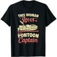 thumbnail image 1 of GOSMITH Short Sleeve T-Shirt Pontoon Captain Shirt Women Funny Gift Boat Owner T-Shirt black, 1 of 3