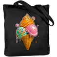 thumbnail image 1 of GOSMITH Shoulder Bag Love Ice-Cream And Playing Basketball Player Gelato Graphic Women's Large Capacity Canvas Tote Bag 14.1x15.7in, 1 of 6