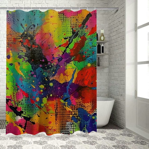 GOSMITH Shower Curtain Decorative Fun Splashing Splattered Paint Abstract Resembling Element Drop Wet Liquid Modern Red Textures White