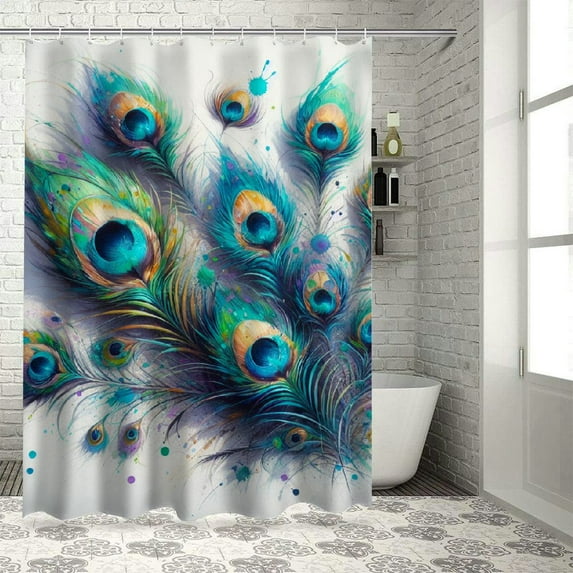 Leisuo Shower Curtain Mulberry Park - Unique Design, High Definition Digital Printing, Durable Polyester Fabric, Easy to Install White