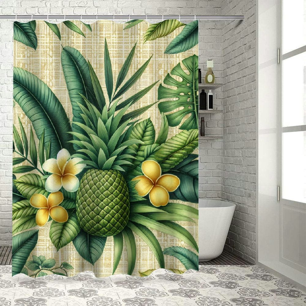 GOSMITH Shower Curtain Pineapples Decorative Lumbar Hawaii Summer