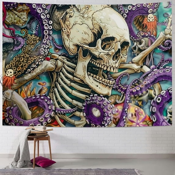 GOSMITH Skull Tapestry Mushroom Tapestry Skeleton Tapestry Aesthetic Tapestry Colorful Tapestry Wall Hanging for Room Painting