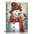 thumbnail image 1 of Leisuo  Snowman Pictures Decor Wall Art Holly Christmas Tree Winter Poster Canvas Print for Bathroom Kids New Year Gift 12x16/16x20in Framed, 1 of 4