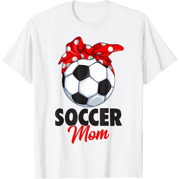 GOSMITH Soccer Mom Women T-Shirt Short Sleeve Polyester Round Neck Super Soft Casual Fashion Mix 144628-white