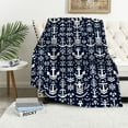 thumbnail image 1 of GOSMITH Soft Plush Blankets Soft Cushion Anchor Navy Blue White Nautical White, 1 of 6