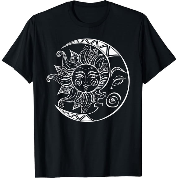Leisuo Space Stars Constellation Retro Sun Moon Cool Cosmic Gifts T-Shirt 143193-black