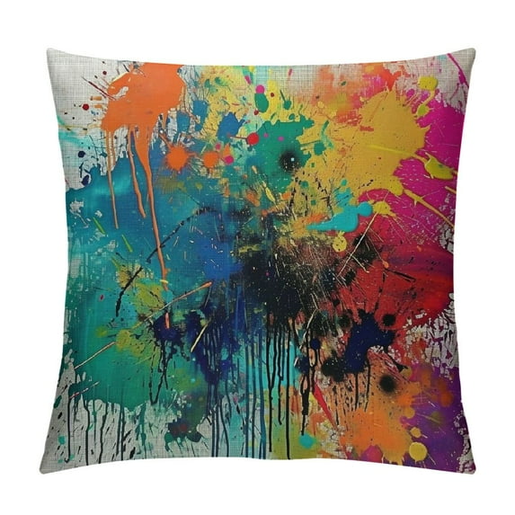 GOSMITH  Splash Ink Graffiti Throw Pillow Cushion Covers Color Background of Paint Splashes Decorative Square Accent Pillow Case