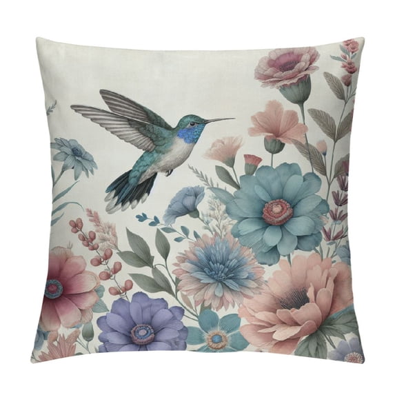 GOSMITH Spring Floral Throw Pillow Covers Garden Flowers Birds Decorative Pillows Outdoor Cushion Cases for Couch Sofa Bed Home Decor