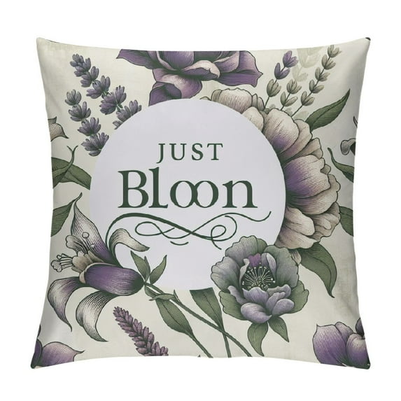 Leisuo Spring Lavender Flower Lumbar Decorative Rectangle Pillow Cover Summer Purple Floral Porch Patio Outdoor Pillowcase, Petal Butterfly Seasonal Cushion Case Home Decor