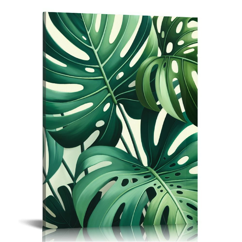GOSMITH Spring Summer Tropical Green Leaf Canvas Wall Art for Bedroom