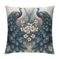 thumbnail image 1 of GOSMITH  Square Throw Pillow Covers Beautiful Elegant Blue Peacocks Pillow Cases Decorative for Home Bedroom Sofa Flowers Butterflies Animal Art Design Pillowcases, 1 of 5