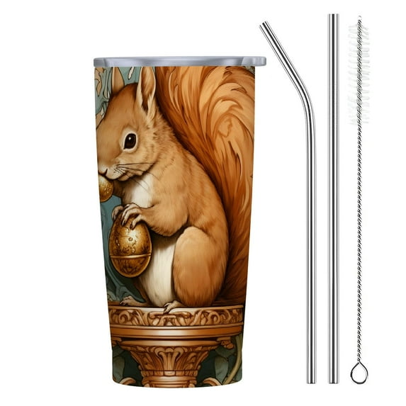 GOSMITH Squirrel Mushroom Stainless Steel Tumbler Insulated Coffee Tumbler Cup with Lid Coffee Mug Water Bottle for Coffee Beverages Tea 20oz