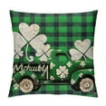 thumbnail image 1 of GOSMITH St Patricks Day Pillow Covers Buffalo Check Gnomes Truck Throw Pillow Covers Four Leaf Lucky Clover Striped Cushion Case Irish Square Pillowcase for Outdoor Farmhouse Sofa Couch, 1 of 5