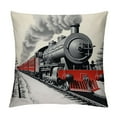 thumbnail image 1 of GOSMITH  Steam Engine Throw Pillow Cushion Cover, Locomotive Red Black Train on Steel Railway Track Travel Adventure Graphic Print, Decorative Square Accent Pillow Case,Red Grey, 1 of 5