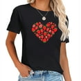 thumbnail image 1 of GOSMITH Strawberry Heart Vintage T Shirt Women's Standard Short Sleeve Soft and Comfortable Tee black, 1 of 5