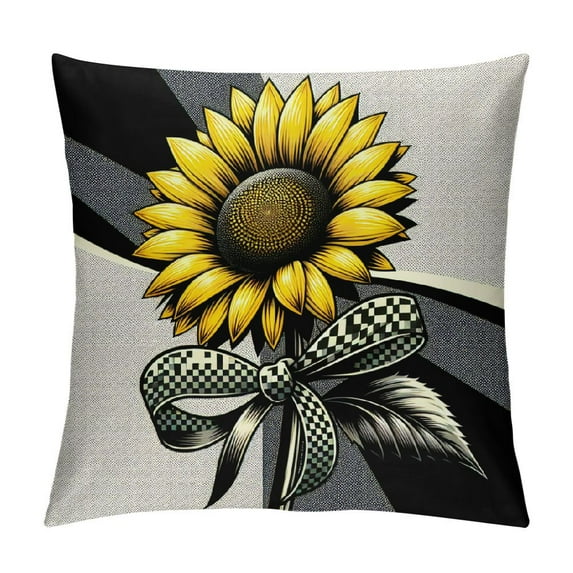 Leisuo Summer Hello Sunshine Sunflower Truck Buffalo Plaid Throw Pillow Covers, Live Summer Cushion Case for Sofa Couch