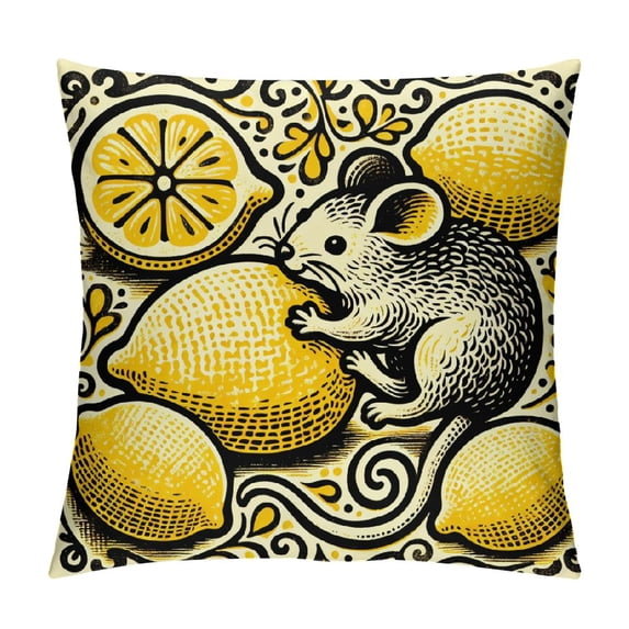 GOSMITH Summer Outdoor Pillow Covers,Farm Yellow Lemon and Gnome Elf Decorative Waterproof Throw Pillow Case Rural Fruits Tree Branch Soft Cozy Cushion Pillowcases White