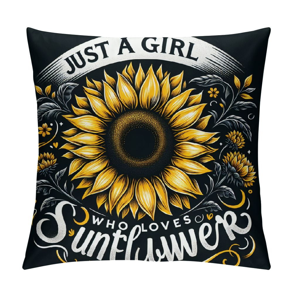 GOSMITH Sunflower Pillow Covers In Just A Girl Love Sunflowers Sunshine