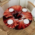 thumbnail image 1 of GOSMITH Table Cloth Round Table Cover Red Hibiscus Flower on A White Background Tropical White, 1 of 7