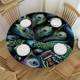 thumbnail image 1 of GOSMITH Tablecloths Blue Peacock Beautiful Watercolor Flowers Peony Bird Feathers Gorgeous and Elegant Animal Spring Vitality White, 1 of 7