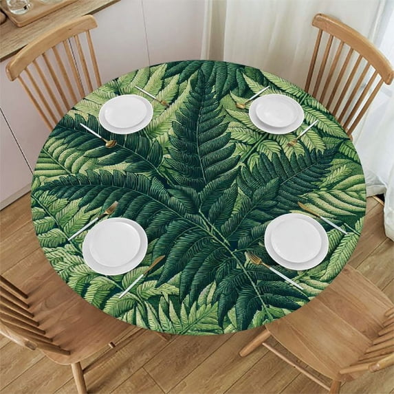 GOSMITH Tablecloths Palm Leaf, Exotic Pattern with Tropical Leaves in Watercolor Art Style Jungle Luau Hawaii White