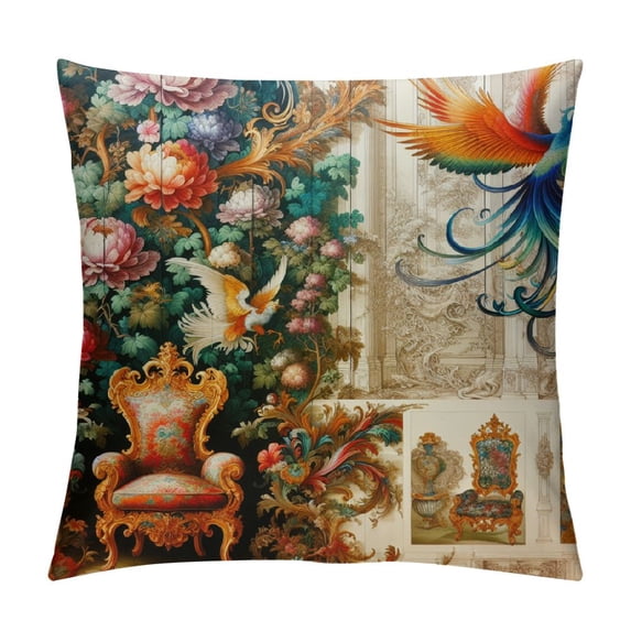 GOSMITH Tache Floral Hummingbirds Burgundy Ivory Antique Vintage Farmhouse Spring Country Rustic Microfiber Rose Garden Pillowcases White