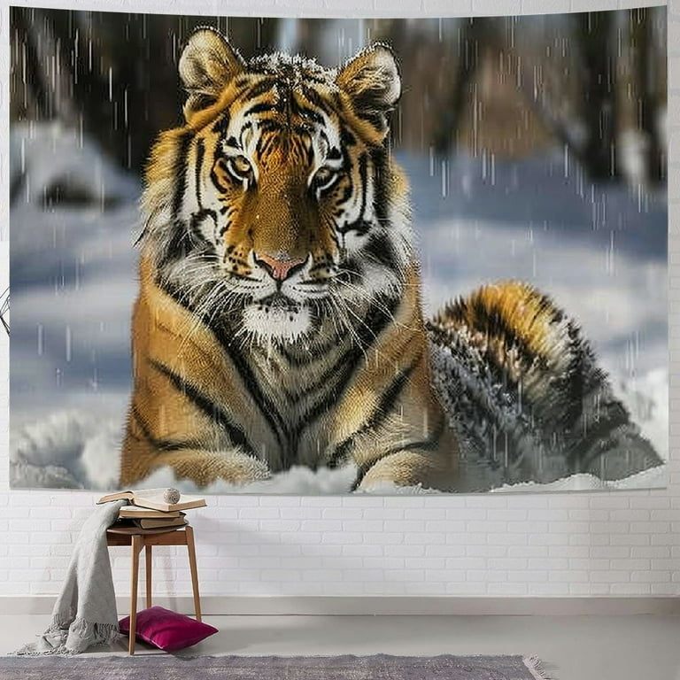 Leisuo Tapestry Black Photography Laying Snow Cold Powerful Nature Design Power Amazing Predator Cool Tapestry Wall Tapestry for Bedroom Wall Decor Painting Walmart