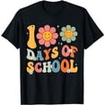 thumbnail image 1 of GOSMITH Teacher Kids Retro Groovy 100 Days Happy 100th Day Of School T-Shirt black, 1 of 5