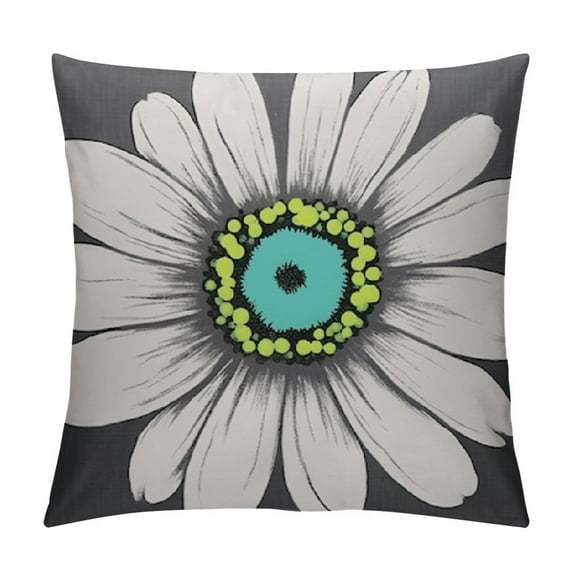 GOSMITH Teal Grey Pillow Covers Decorative Daisy Flower Throw Pillow Cover for Couch Modern Turquoise Pillow Case for Patio Living Room Cushion Bed Outdoor Farmhouse Home Decor