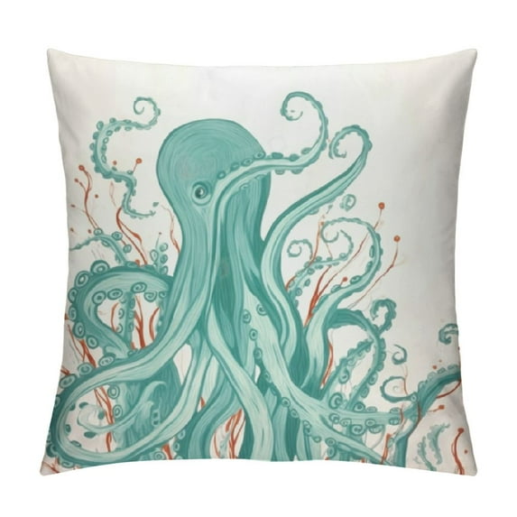 GOSMITH Teal Octopus Tentacles Decorative Throw Pillow Covers Pillows Case Square Cushion Cover Cases Pillowcase with Zipper Sofa Home Decor for Couch Bed Patio Car