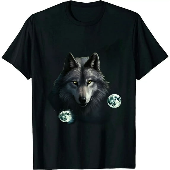 GOSMITH Three Moon Wolf | 3 Moons Howling At Space Wolf Magic Meme T-Shirt Black black