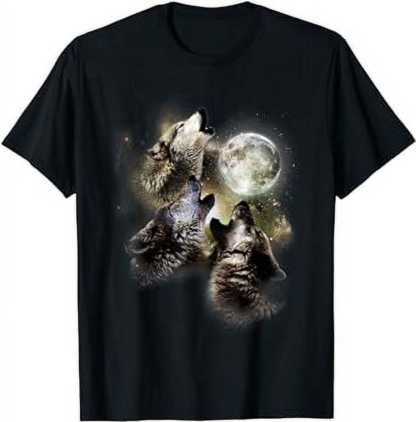 GOSMITH Three Wolves Howl at the Moon Wolf Lover T-Shirt black ...