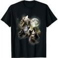 thumbnail image 1 of GOSMITH Three Wolves Howl at the Moon Wolf Lover T-Shirt black, 1 of 5