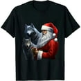 thumbnail image 1 of GOSMITH Three Wolves Howling Under Moon Christmas Santa Wolf Lover T-Shirt black, 1 of 3