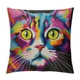 thumbnail image 1 of GOSMITH  Throw Pillow Cover with Cute Cat Printed, Colorful Art Cat Pattern Throw Pillow Case with Hidden Zipper, Square Decorative Cushion Covers Pillowcase Home Sofa Bedroom Car, 1 of 5