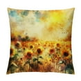 thumbnail image 1 of Leisuo  Throw Pillow Cover Festival Gifts Hand Painting Yellow Sunflowers Autumn Happy Fall Y'all Decorative Home Sofa Chair Car Lumbar Throw Pillow Case Cushion Cover, 1 of 5