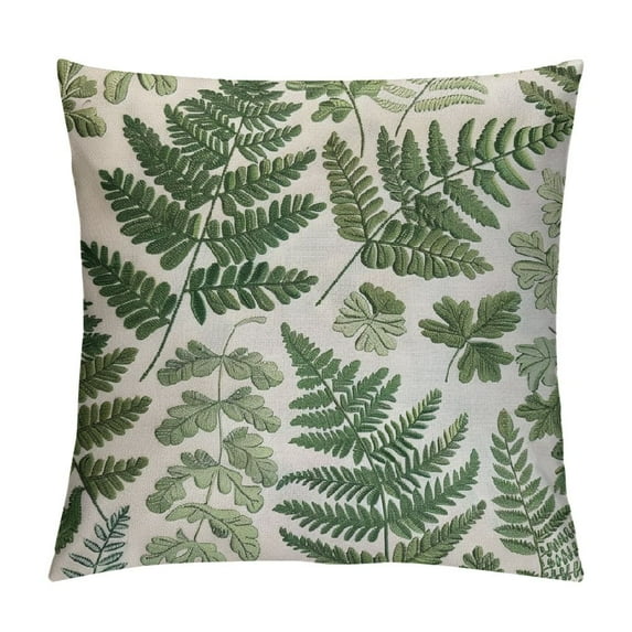 GOSMITH Throw Pillow Cover Green Leaf Floral in Vintage Style Leaves and Herbs Boxwood Seeded Eucalyptus Fern Maidenhair Decorative Pillow Case Home Decor Square Pillowcase