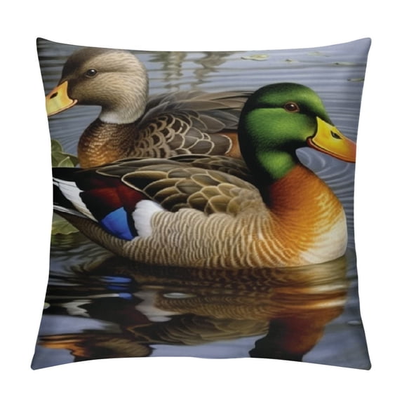 Leisuo Throw Pillow Cover Lover Ducks on The Water, Cushion Covers Pillowcase for Sofa Couch Bed Chair white
