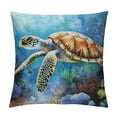 thumbnail image 1 of GOSMITH  Throw Pillow Cover Sea Turtle Ocean Theme Nautical Animal Underwater Marine Plants Seaweed Pattern Wildlife Decor Lumbar Pillow Case Cushion for Sofa Couch Bed Standard Queen, 1 of 5