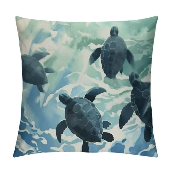 GOSMITH Throw Pillow Cover Turtles Underwater Ocean Sea Turtle Animal Swimming Home Decor Pillowcase for Sofa